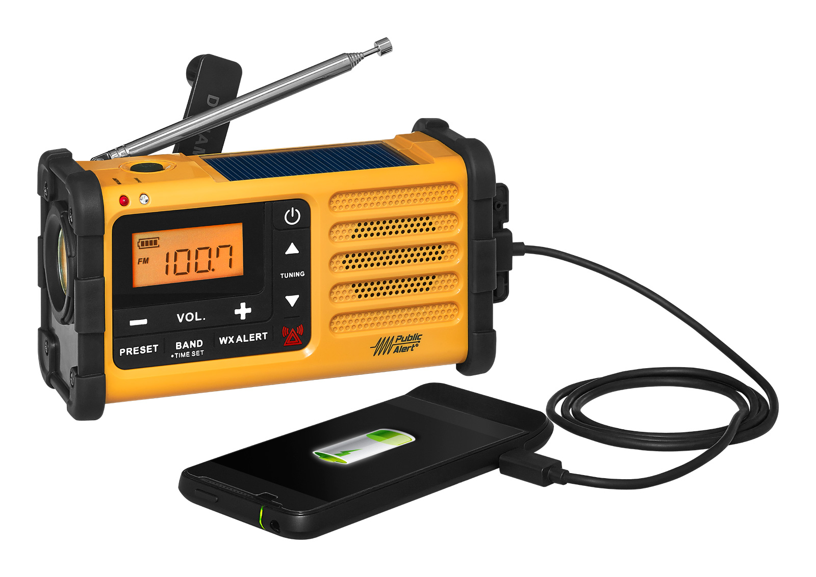 Radio d'urgence AM / FM / Alerte météo solaire et manivelle MMR-88